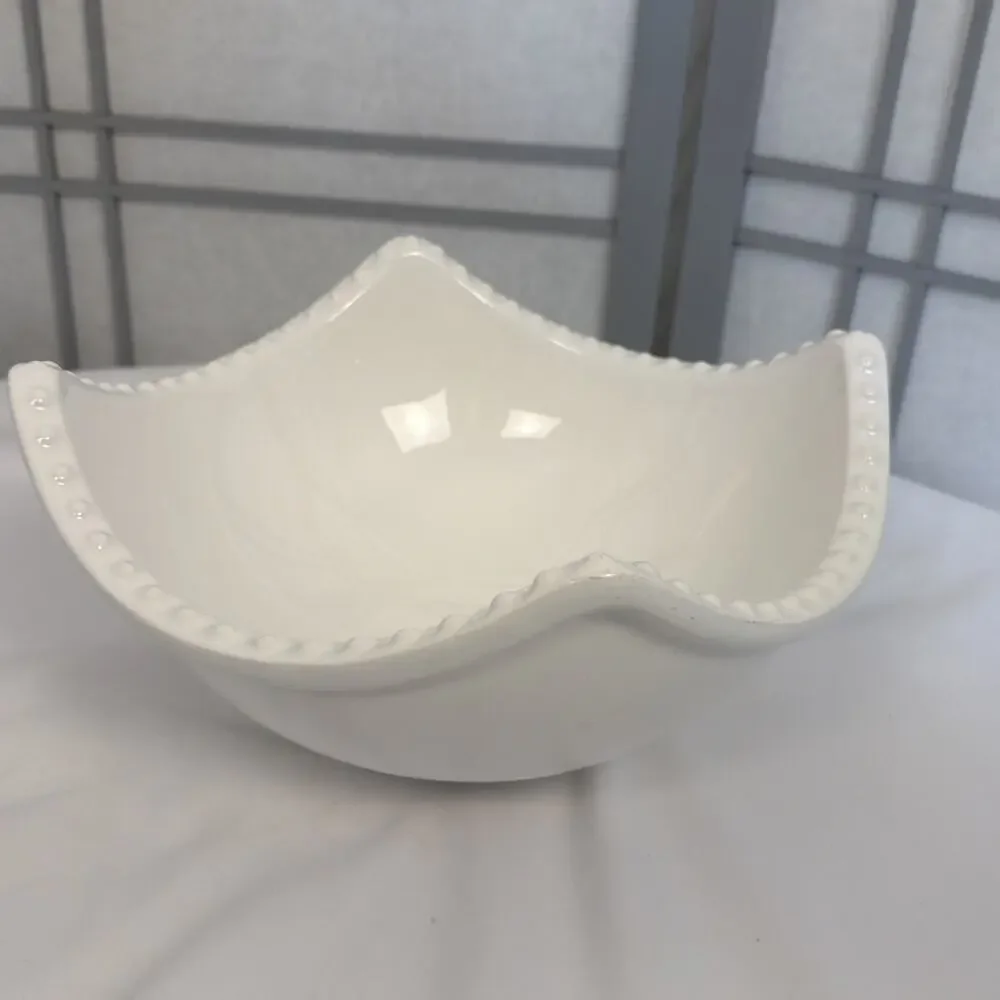 CERIART Made In Portugal Large White 4 Corner Square 10” Serving Bowl - READ